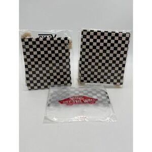 Vans Family Checkerboard Faux Leather Coaster Set & Reusable Stash Bag Bundle